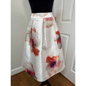 Sweet White and Floral A-Line Swing Skirt